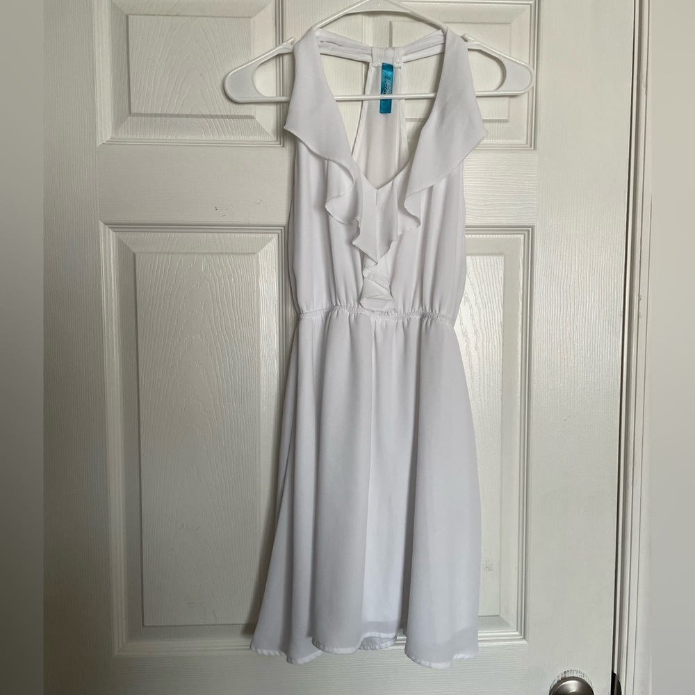 Francesca's Collections White Ruffle Mini Dress